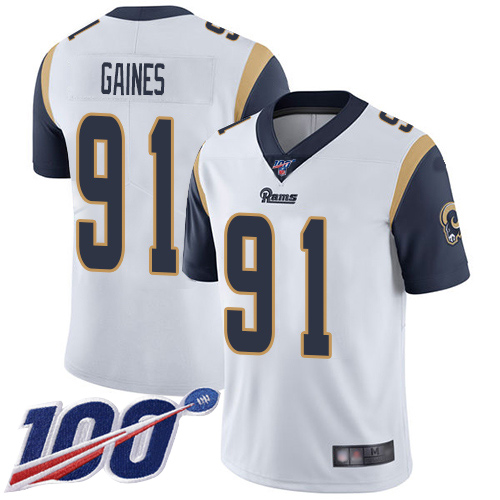Los Angeles Rams Limited White Men Greg Gaines Road Jersey NFL Football 91 100th Season Vapor Untouchable